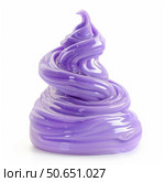 Purple slime forming a swirl on white background. Стоковое AI-изображение, AI-художник Иван Рябоконь / Фотобанк Лори