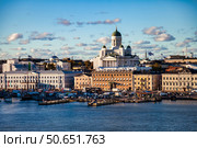 Scenic Helsinki Skyline View Featuring Helsinki Cathedral And South Harbour (2024 год). Редакционное фото, фотограф Aleksandr Golubev / Фотобанк Лори