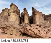 Solomon pillars in Timna Park in the Arava desert. Стоковое фото, фотограф Irina Opachevsky / Фотобанк Лори