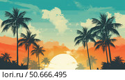 poster palm trees illustration ai generated. Стоковое AI-изображение, AI-художник Vectorwin / Фотобанк Лори