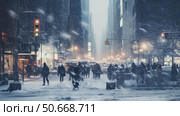 bustling snow flurry ai generated. Стоковое AI-изображение, AI-художник Vectorwin / Фотобанк Лори