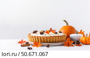 decor pumpkin pie on white background ai generated. Стоковое AI-изображение, AI-художник Vectorwin / Фотобанк Лори