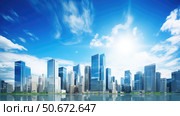 scrapers cloud blue sky ai generated. Стоковое AI-изображение, AI-художник Vectorwin / Фотобанк Лори
