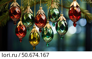 ornaments christmas tree decoration glass ai generated. Стоковое AI-изображение, AI-художник Vectorwin / Фотобанк Лори