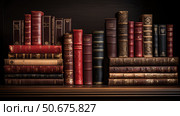 books photo background brown ai generated. Стоковое AI-изображение, AI-художник Vectorwin / Фотобанк Лори