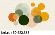 Abstract composition of colorful circles on a soft background created by an artist for contemporary decor. Стоковое AI-изображение, AI-художник Сергей Толмачёв / Фотобанк Лори