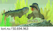 Rhizodus hibberti, an extinct group of Carboniferous lobe-finned fish. Стоковое фото, фотограф Corey Ford/Stocktrek Images / ТАСС / Фотобанк Лори