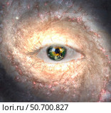 Eye in midst of galaxy with Earth reflection. Стоковое фото, фотограф Bruce Rolff/Stocktrek Images / ТАСС / Фотобанк Лори