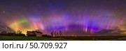 270 degree northern lights panorama in southern Alberta, Canada, with strong auroral curtains. Стоковое фото, фотограф Alan Dyer/Stocktrek Images / ТАСС / Фотобанк Лори