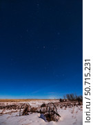 The red planet Mars in the winter sky below Pleiades and above Orion, in Alberta, Canada. Стоковое фото, фотограф Alan Dyer/Stocktrek Images / ТАСС / Фотобанк Лори