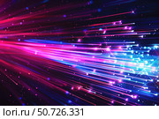 Abstract light trails streaking across space with sparkling particles. Стоковое AI-изображение, AI-художник Иван Рябоконь / Фотобанк Лори