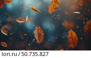 Glistening Autumn Leaves Fall Gently in a Serene Forest Setting During Golden Hour. Стоковое AI-видео, аниматор Юлия Гапеенко / Фотобанк Лори