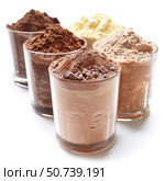 Different protein powders and shakes for bodybuilding supplementing on white background. Стоковое AI-изображение, AI-художник Иван Рябоконь / Фотобанк Лори