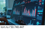 Business finance data analytics graph. Financial management technology. Advisor using KPI Dashboard on virtual screen. Стоковое AI-видео, аниматор Sergey Grishin / Фотобанк Лори