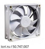 White Computer Fan for Ventilation System on White Background. Generative AI. Стоковое AI-изображение, AI-художник Roman Zavorotny / Фотобанк Лори