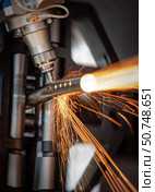 CNC Laser and gas cutting of metal, modern industrial technology. Стоковое фото, фотограф Андрей Армягов / Фотобанк Лори
