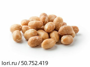 Roasted soybeans piled on white background, healthy snacking. Стоковое AI-изображение, AI-художник Иван Рябоконь / Фотобанк Лори