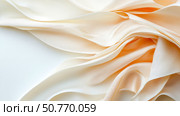 Elegant Draped Fabric in Cream and Peach Hues: A Textural Abstract. Стоковое AI-изображение, AI-художник Данила Большаков / Фотобанк Лори