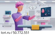 Medical professional explaining brain scan in operating room. Стоковое AI-видео, аниматор Юрий Поздников / Фотобанк Лори