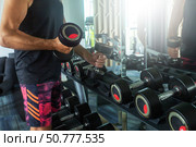 Fitness, weights and senior man in gym for workout, training, exercise for healthy body. Стоковое фото, фотограф Сергей Чуйко / Фотобанк Лори