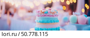 Pastel Dreamcake at a Festive Gathering: A Delectable Two-Tiered Treat. Стоковое AI-изображение, AI-художник Данила Большаков / Фотобанк Лори