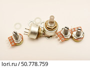 Potentiometers. Variable resistors. Devices for voltage changes. Стоковое фото, фотограф Valeriy Lushchikov / Фотобанк Лори