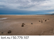 Sandy shores of the drying salt lake Baskunchak on a summer day, Nizhny Baskunchak, Akhtubinsky district, Astrakhan region, Russia. Стоковое фото, фотограф Ula Ulachka / Фотобанк Лори