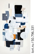 Abstract Composition in Blues, Whites, and Blacks: A Modern Layered Artwork. Стоковое AI-изображение, AI-художник Данила Большаков / Фотобанк Лори