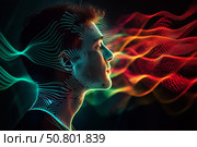 Modern concept of receiving information and sensations. Стоковое AI-изображение, AI-художник Михаил Коханчиков / Фотобанк Лори