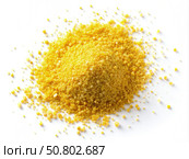 Yellow Granular Seasoning Scattered on White Surface. Generative AI. Стоковое AI-изображение, AI-художник Roman Zavorotny / Фотобанк Лори