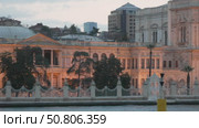 Istanbul Kucuksu Palace Night Illuminations: Ottoman Architecture Bosphorus Waterfront Evening. Стоковое видео, видеограф svetograph / Фотобанк Лори
