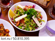 Image of Choban salad with cheese in a Turkish cafe. Стоковое фото, фотограф Яков Филимонов / Фотобанк Лори