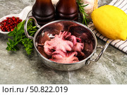 Marinated baby octopus snack appetizer. Стоковое фото, фотограф Андрей Старостин / Фотобанк Лори