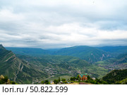 Горное село Гуниб туманным днем. Республика Дагестан, Россия. Стоковое фото, фотограф Александр Тараканов / Фотобанк Лори