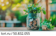 Savings Bloom: Coins Nurturing Growth. Стоковое AI-видео, аниматор Данила Большаков / Фотобанк Лори