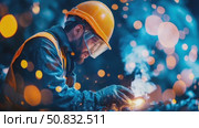 Labor of Light: A Craftsman's Welding Glow. Стоковое AI-видео, аниматор Данила Большаков / Фотобанк Лори