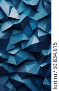 Abstract Geometric Facets in shades of Sapphire: Seamless Polygonal Mosaic for Modern Prints and Backdrops. Стоковое AI-изображение, AI-художник Данила Большаков / Фотобанк Лори