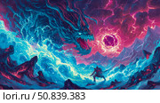 Dragon's Fury: A Warrior's Stand Against a Celestial Threat. Стоковое AI-изображение, AI-художник Данила Большаков / Фотобанк Лори