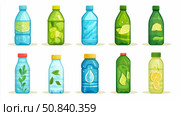Healthy Beverage: Assorted Flavored Water Bottles for Hydration and Refreshment, Promoting Wellness. Стоковое AI-изображение, AI-художник Данила Большаков / Фотобанк Лори