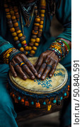Rhythmic Hands: A Musician's Passion, a moment of creative expression and connection to the world through music, design for artistic poster. Стоковое AI-изображение, AI-художник Данила Большаков / Фотобанк Лори