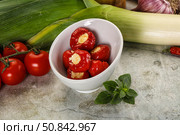 Sweet piquant cherry pepper stuffed cheese. Стоковое фото, фотограф Андрей Старостин / Фотобанк Лори