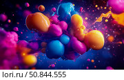 Chromatic liquid burst: An abstract composition with vibrant color spheres for a modern print. Стоковое AI-изображение, AI-художник Данила Большаков / Фотобанк Лори