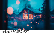 Inferno Consumes Home: A Nighttime Drama of Fire and Destruction. Стоковое AI-изображение, AI-художник Данила Большаков / Фотобанк Лори