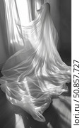 Ethereal Drape: Abstract monochrome, soft light, and flowing fabric, creating a serene and dreamlike composition. Стоковое AI-изображение, AI-художник Данила Большаков / Фотобанк Лори