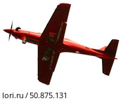 Red single engine low wing aircraft isolated. Стоковое фото, фотограф Яков Филимонов / Фотобанк Лори