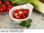 Sweet piquant cherry pepper stuffed cheese. Стоковое фото, фотограф Андрей Старостин / Фотобанк Лори