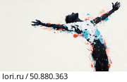 Expressionist Art: A man in ecstatic joy with arms outstretched in freedom, abstract expression, dynamic brushwork, hope, inspiration. Стоковое AI-изображение, AI-художник Данила Большаков / Фотобанк Лори