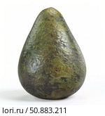 Overripe avocado standing on white background showing signs of decay. Стоковое AI-изображение, AI-художник Иван Рябоконь / Фотобанк Лори