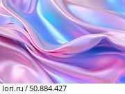 Iridescent holographic pastel fabric flowing smoothly, elegance in motion. Стоковое AI-изображение, AI-художник Иван Рябоконь / Фотобанк Лори