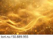 Golden particles and elegant waves creating a luxurious background. Стоковое AI-изображение, AI-художник Иван Рябоконь / Фотобанк Лори